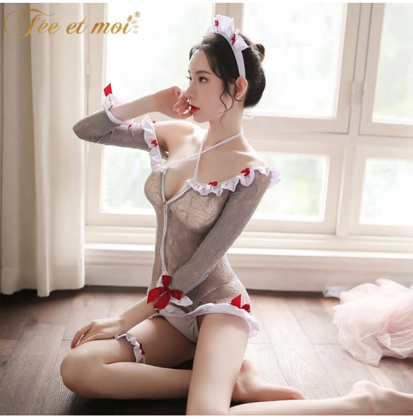 FEE ET MOI Sexy Seethrough Nurse Body Stockings (Grey) FEE ET MOI Sexy Seethrough Nurse Body Stockings (Grey)